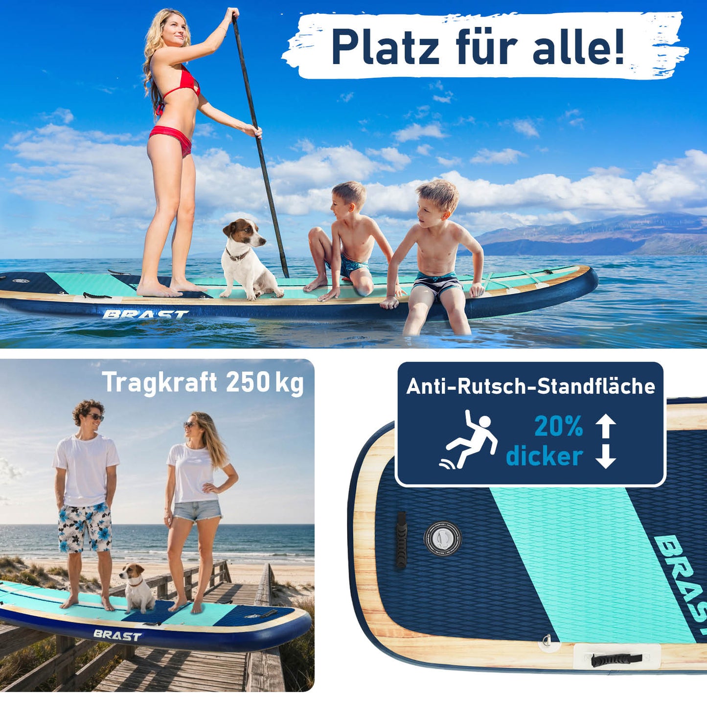 XXL SUP Board aufblasbar FAMILY SHARK natural 370