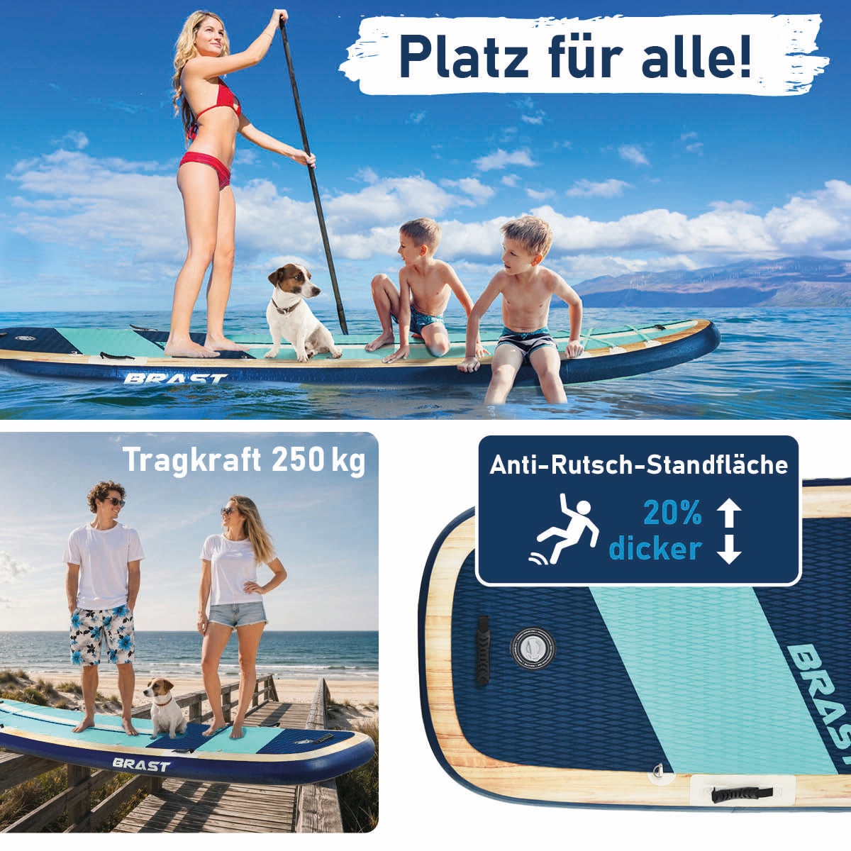 XXL SUP Board aufblasbar FAMILY SHARK natural 370