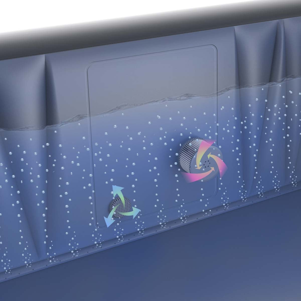 Blauer aufblasbarer Whirlpool mit feste Außenwand und integrierten Massagedüsen, Whirlpool Outdoor.