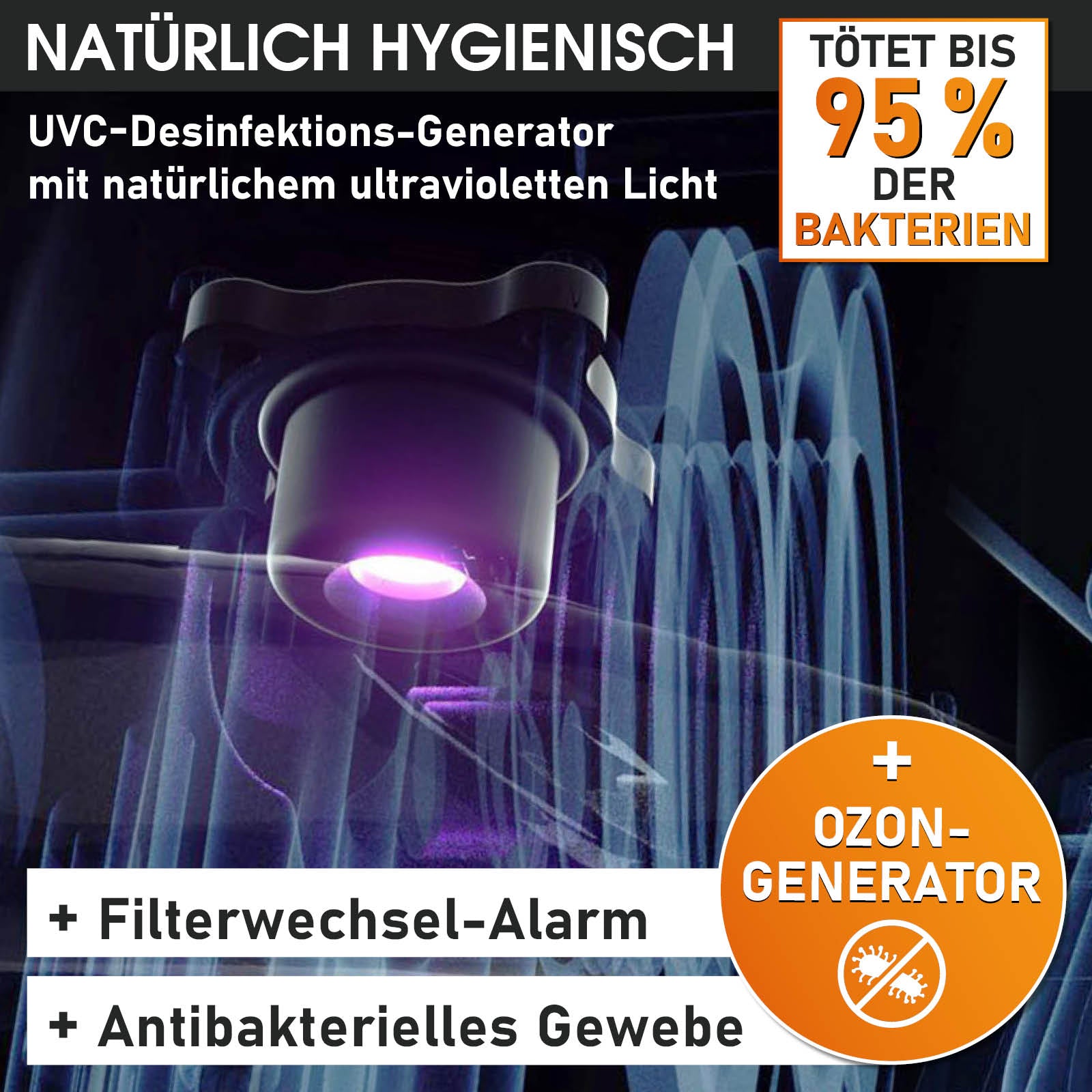 UVC-Desinfektions-Generator mit natürlichem UV-Licht, Filterwechsel-Alarm und antibakteriellem Gewebe für Whirlpool Outdoor.