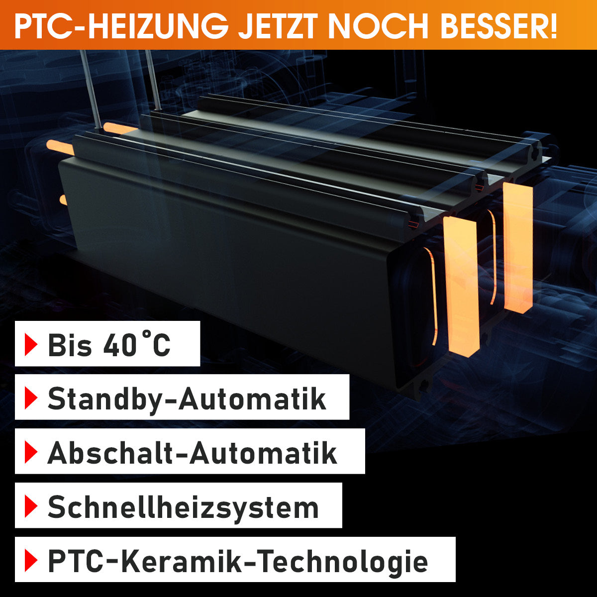 Schwarze PTC-Keramik-Heizung mit Standby- und Abschalt-Automatik für Whirlpool Outdoor und Garten Jacuzzi.