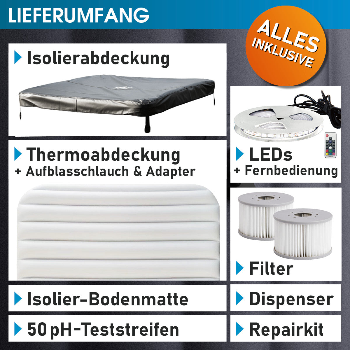 BRAST Mspa Whirlpool OSLO SAPPHIRE 6 Personen mit LED