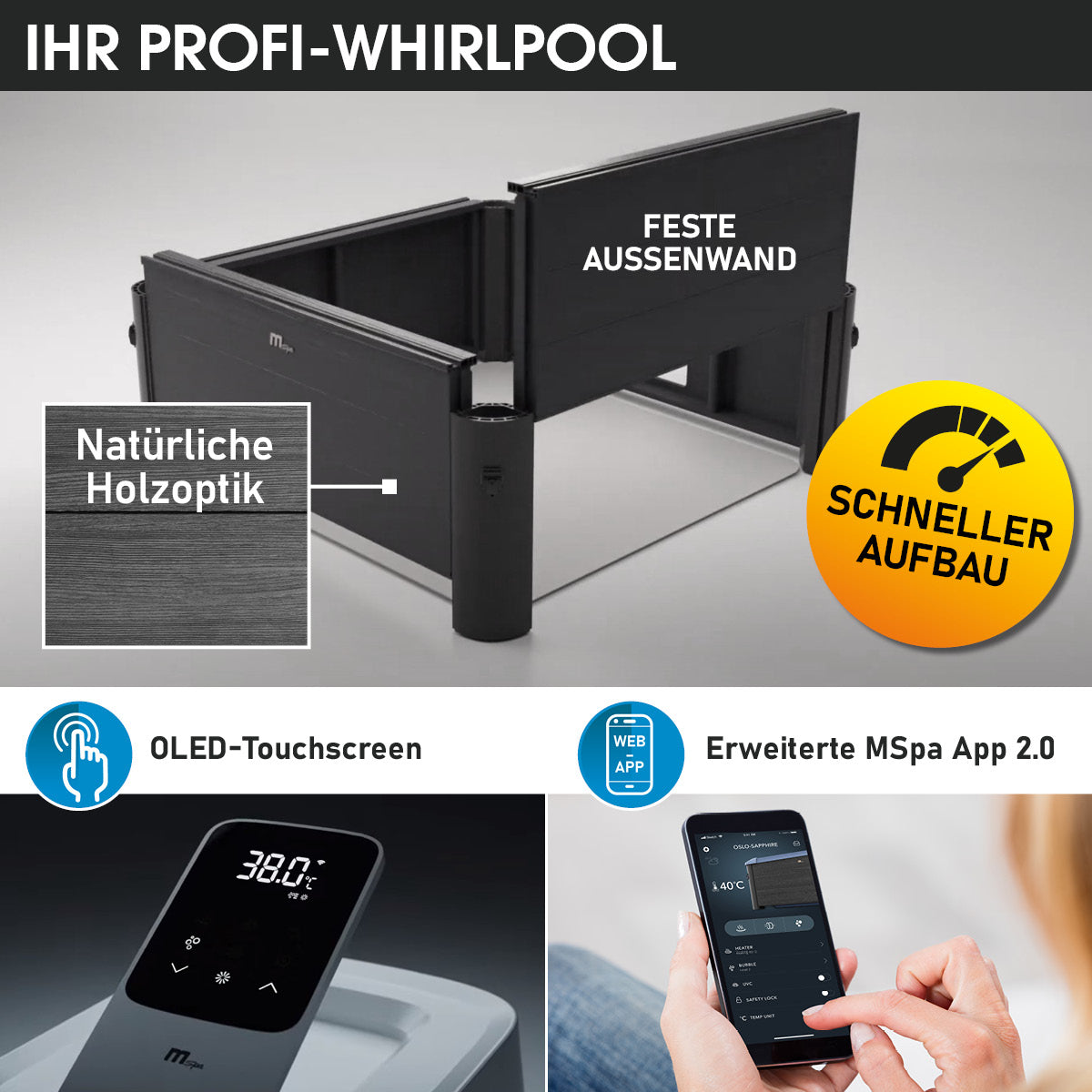 BRAST Mspa Whirlpool OSLO SAPPHIRE 6 Personen mit LED