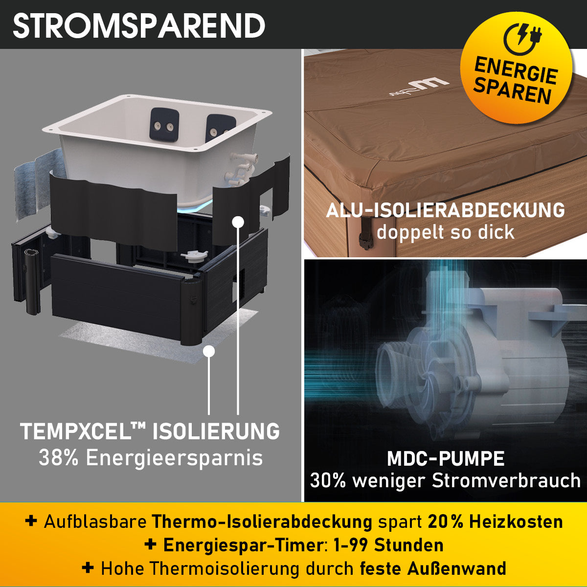 BRAST Mspa Whirlpool OSLO AMBER 6 Personen mit LED