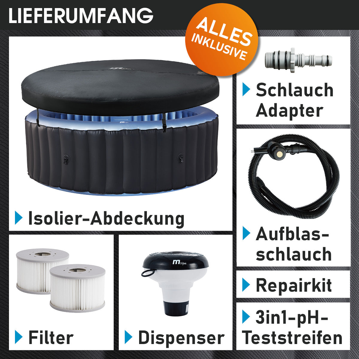 BRAST Aufblasbarer Whirlpool MSpa BERGEN COMFORT 6 Personen
