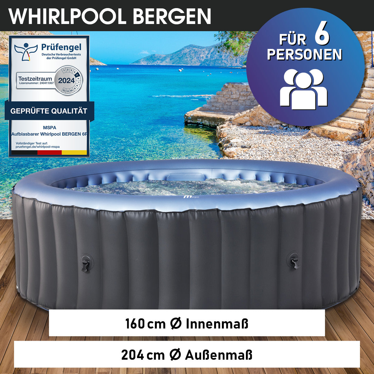 BRAST Aufblasbarer Whirlpool MSpa BERGEN COMFORT 6 Personen