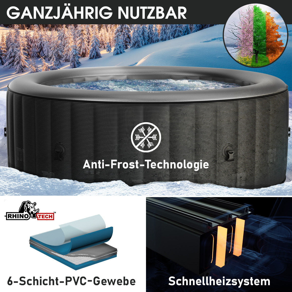 BRAST Aufblasbarer Whirlpool MSpa STARRY 6 Personen mit LED