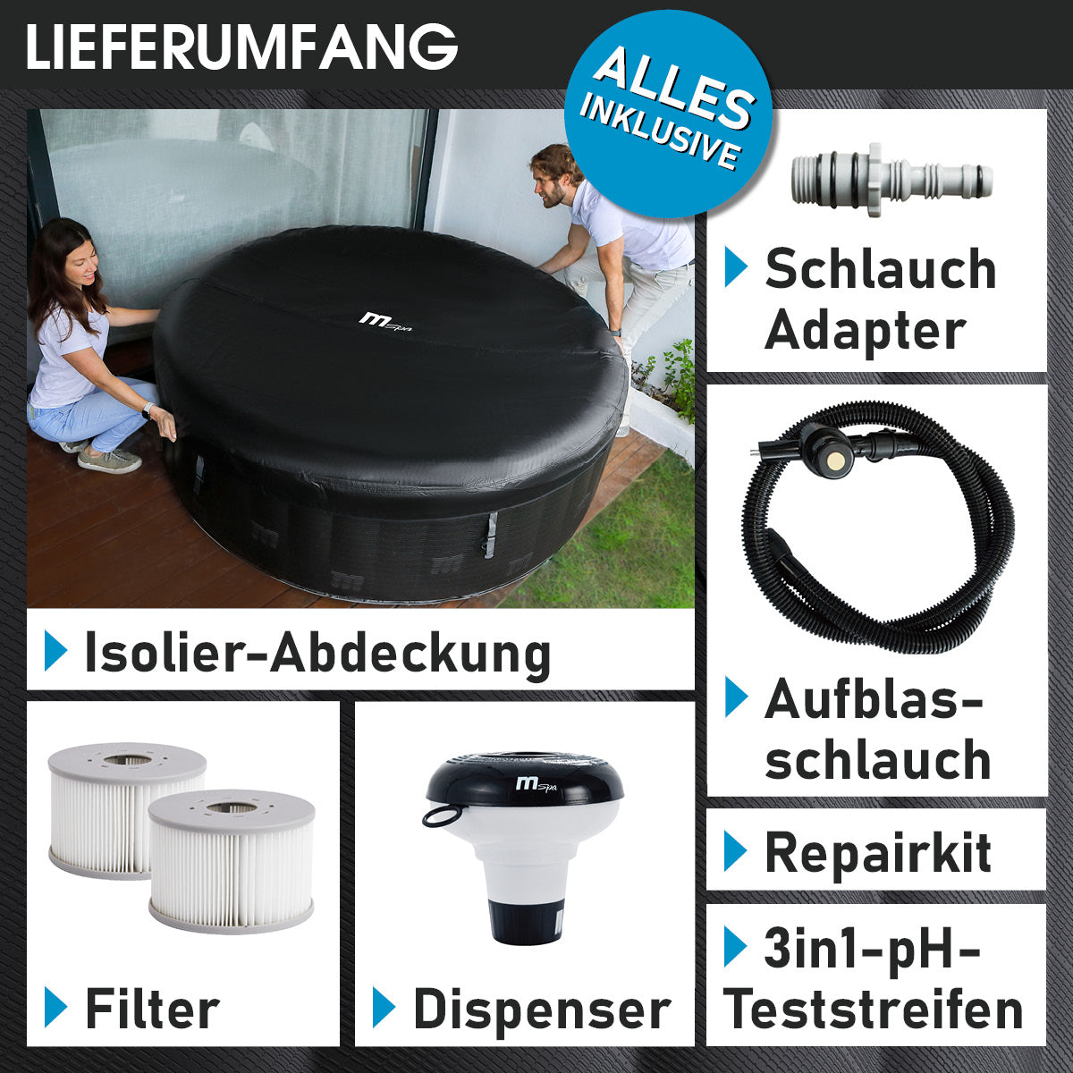 BRAST Aufblasbarer Whirlpool MSpa STARRY 6 Personen mit LED