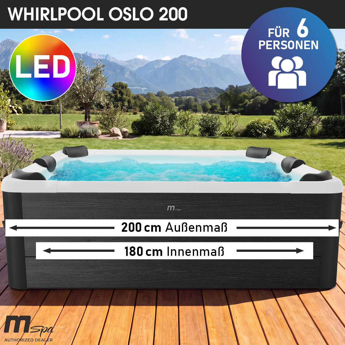 BRAST MSpa Whirlpool OSLO 200 6 Personen mit LED