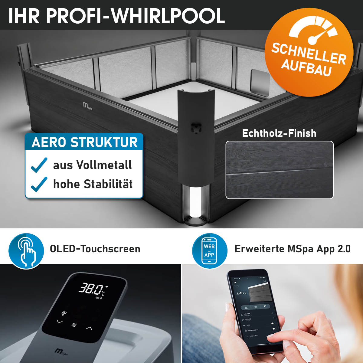 BRAST MSpa Whirlpool OSLO 200 6 Personen mit LED