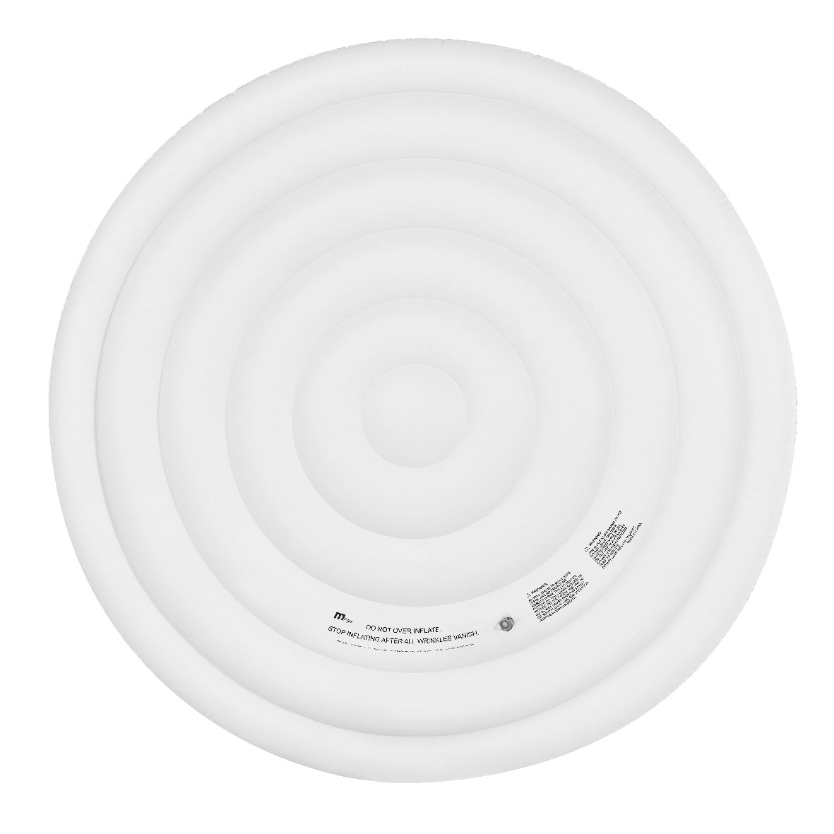 Weiße, runde aufblasbare Thermoabdeckung mit konzentrischen Ringen für MSpa Whirlpools.