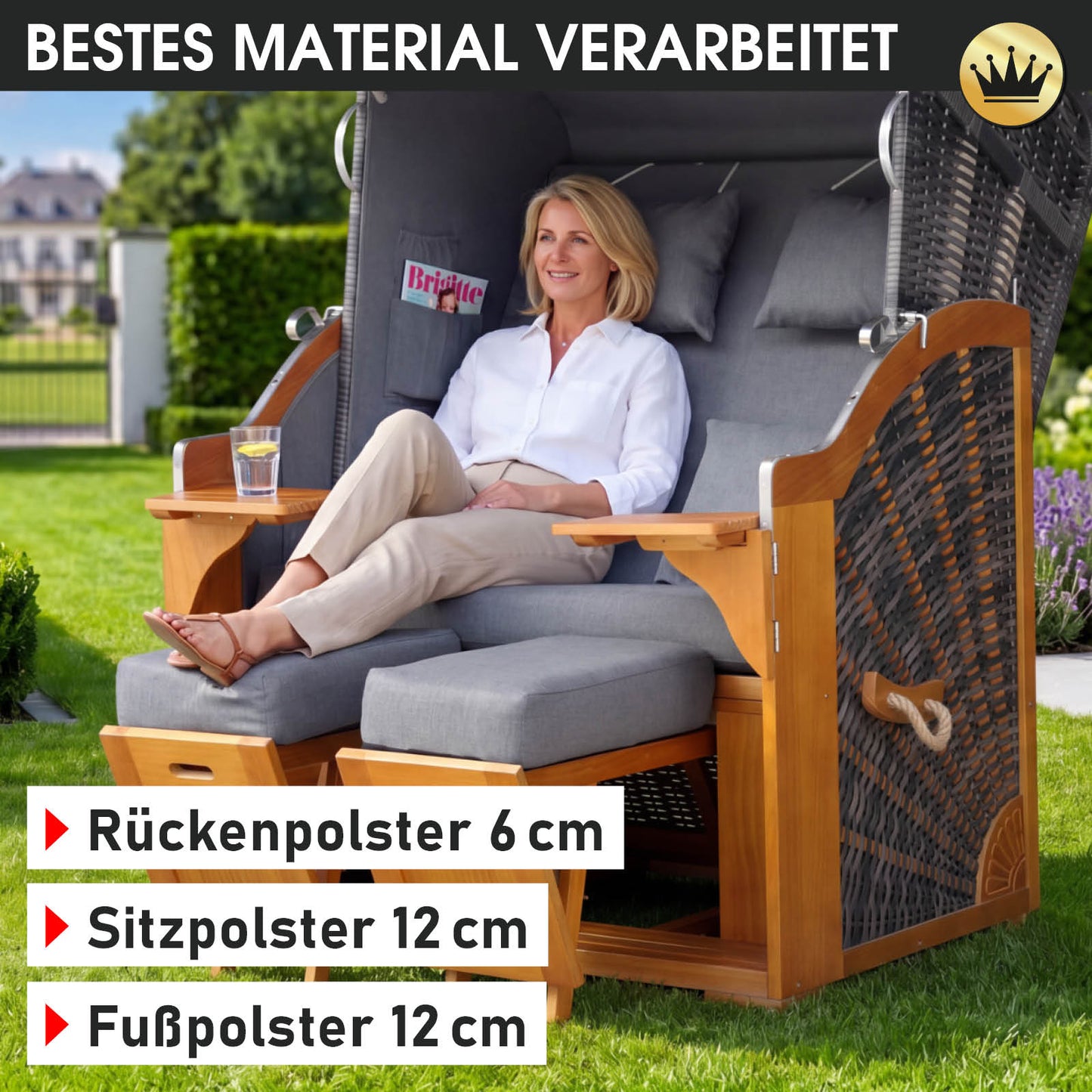 Strandkorb BORNHOLM Premium grau