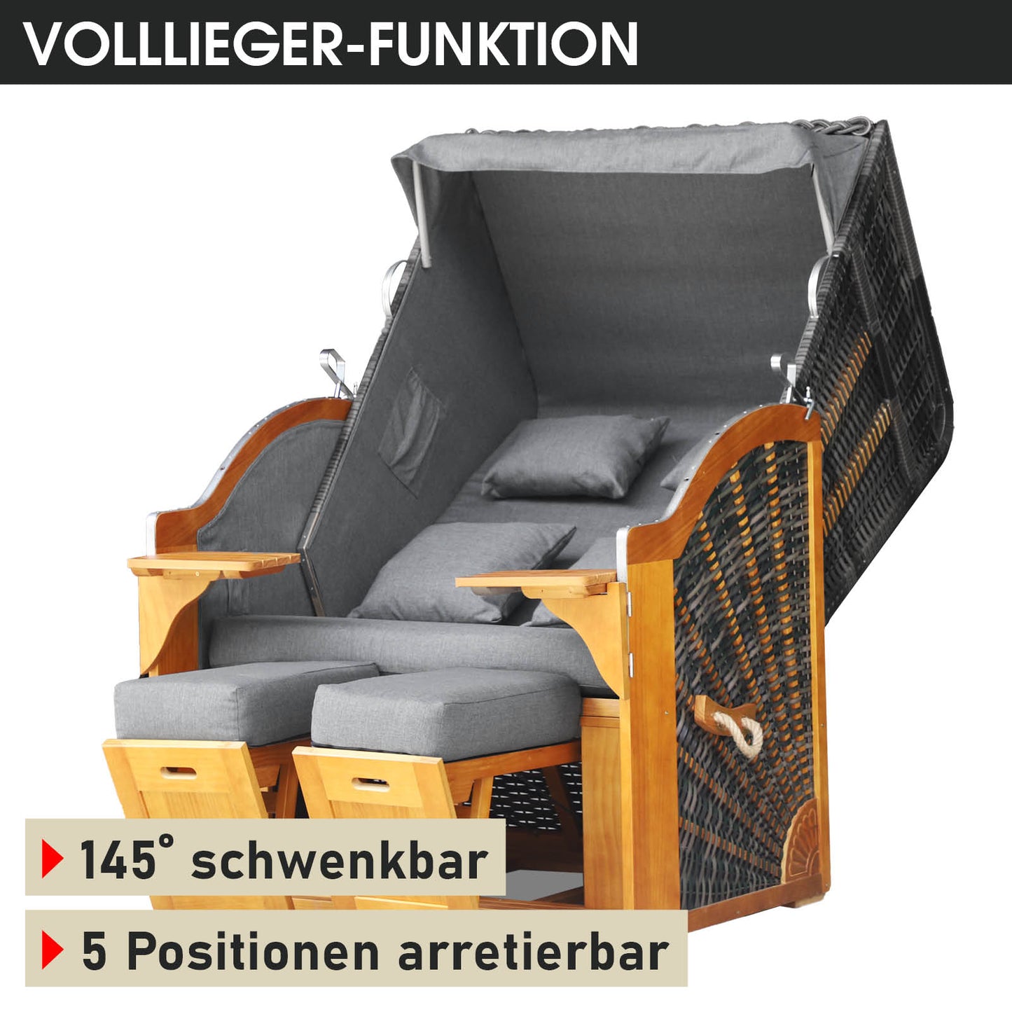 Strandkorb BORNHOLM Premium grau