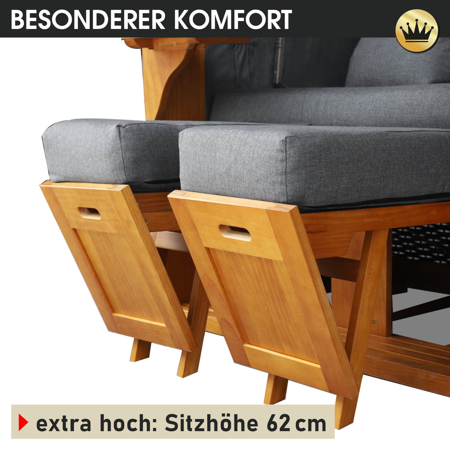 Strandkorb BORNHOLM Premium grau