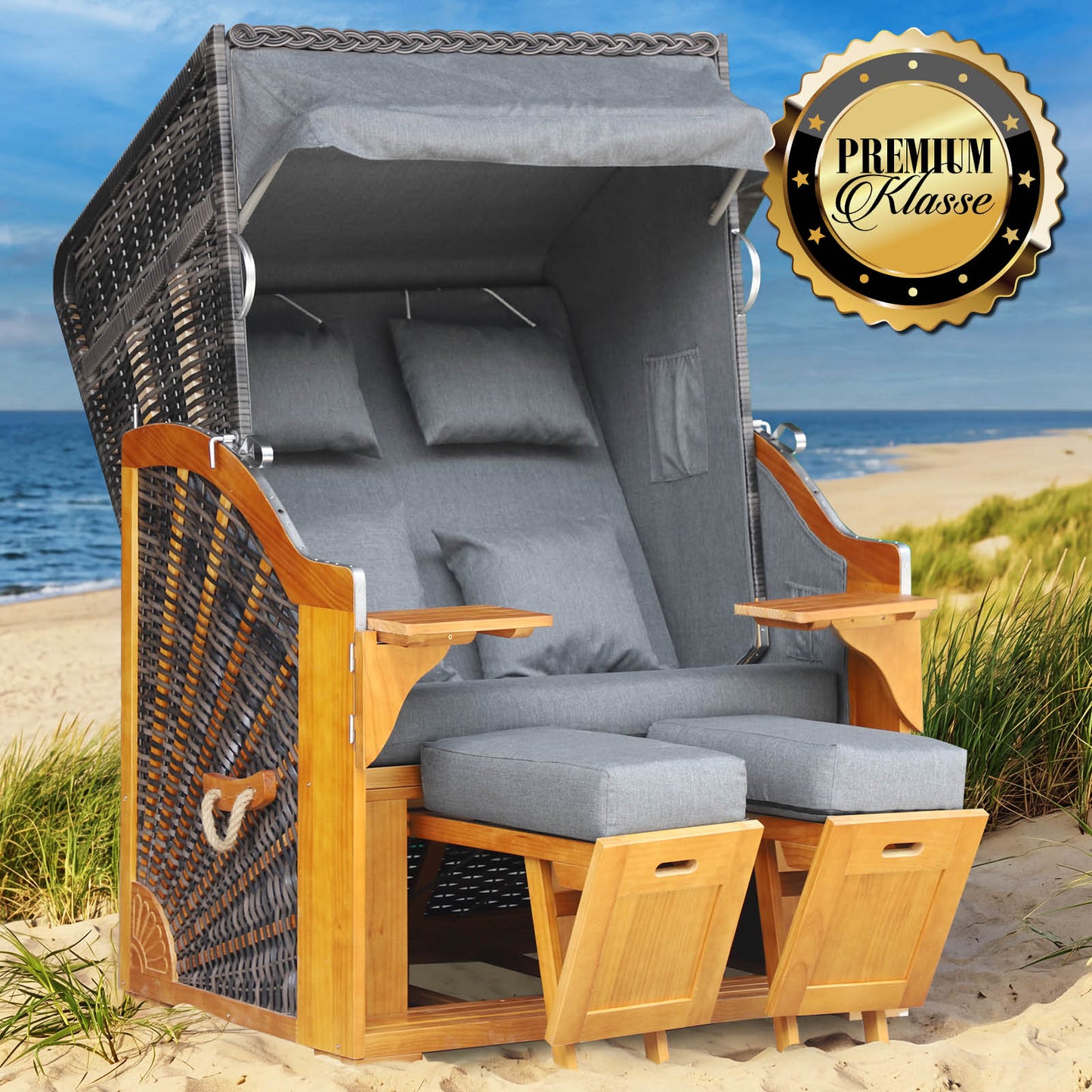 Strandkorb BORNHOLM Premium grau