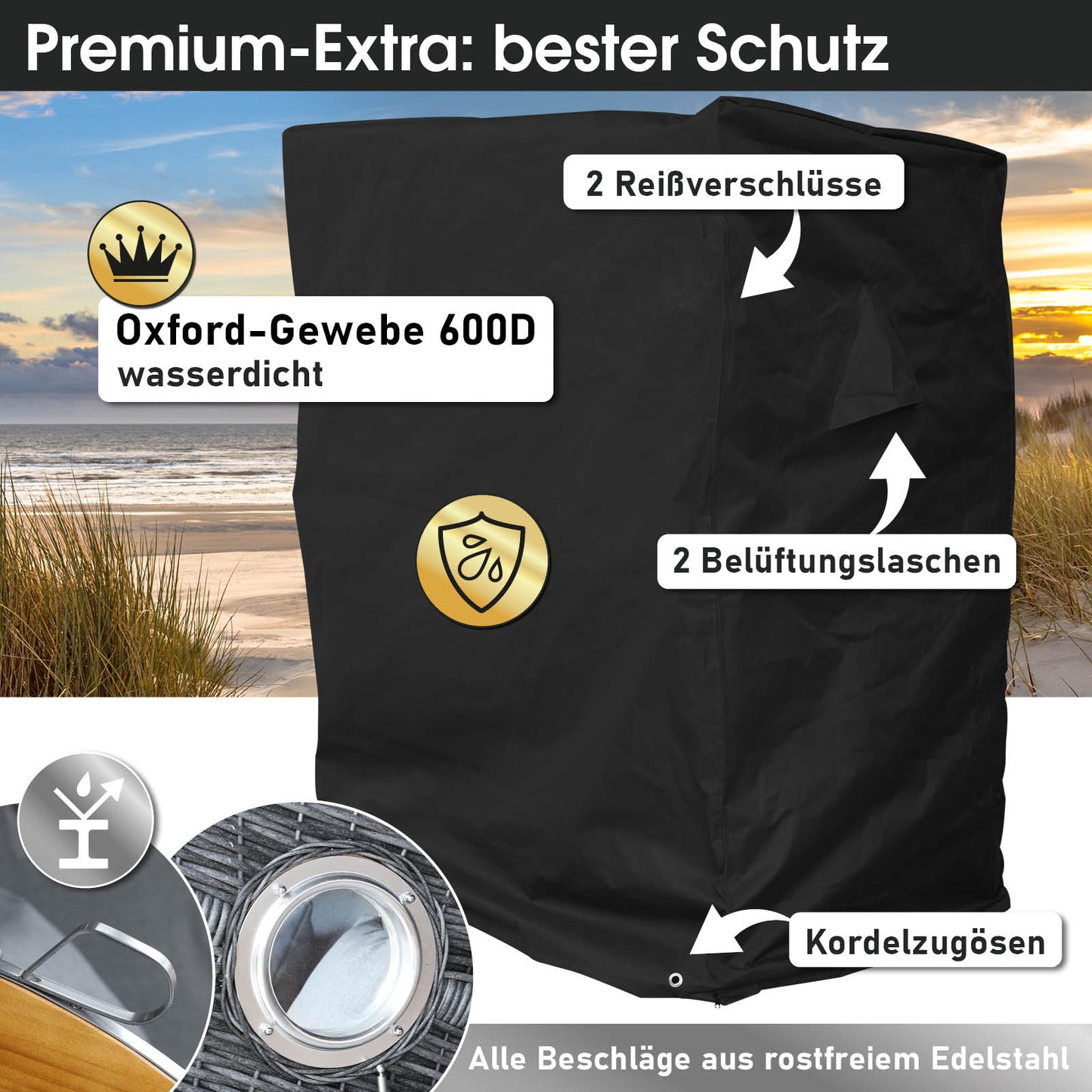 Strandkorb OCEAN VIEW Prestige grau