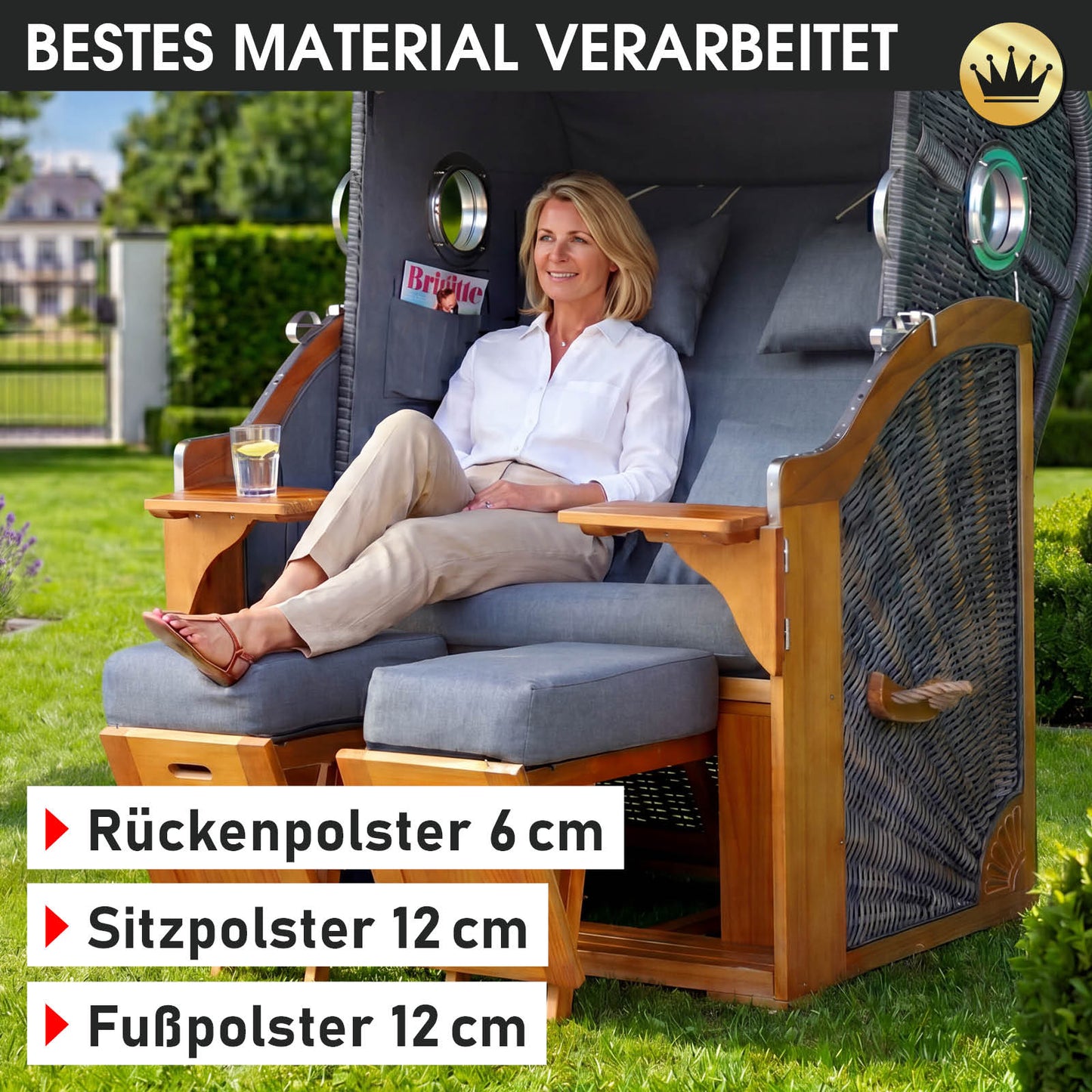 Strandkorb OCEAN VIEW Prestige grau