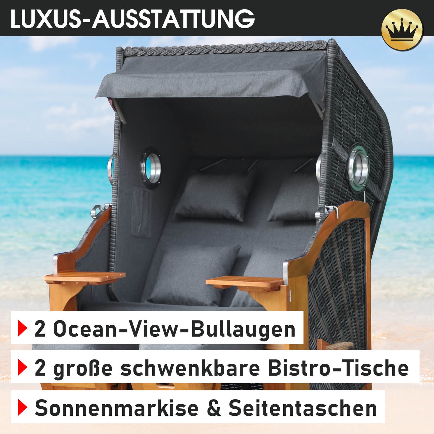 Strandkorb OCEAN VIEW Prestige grau