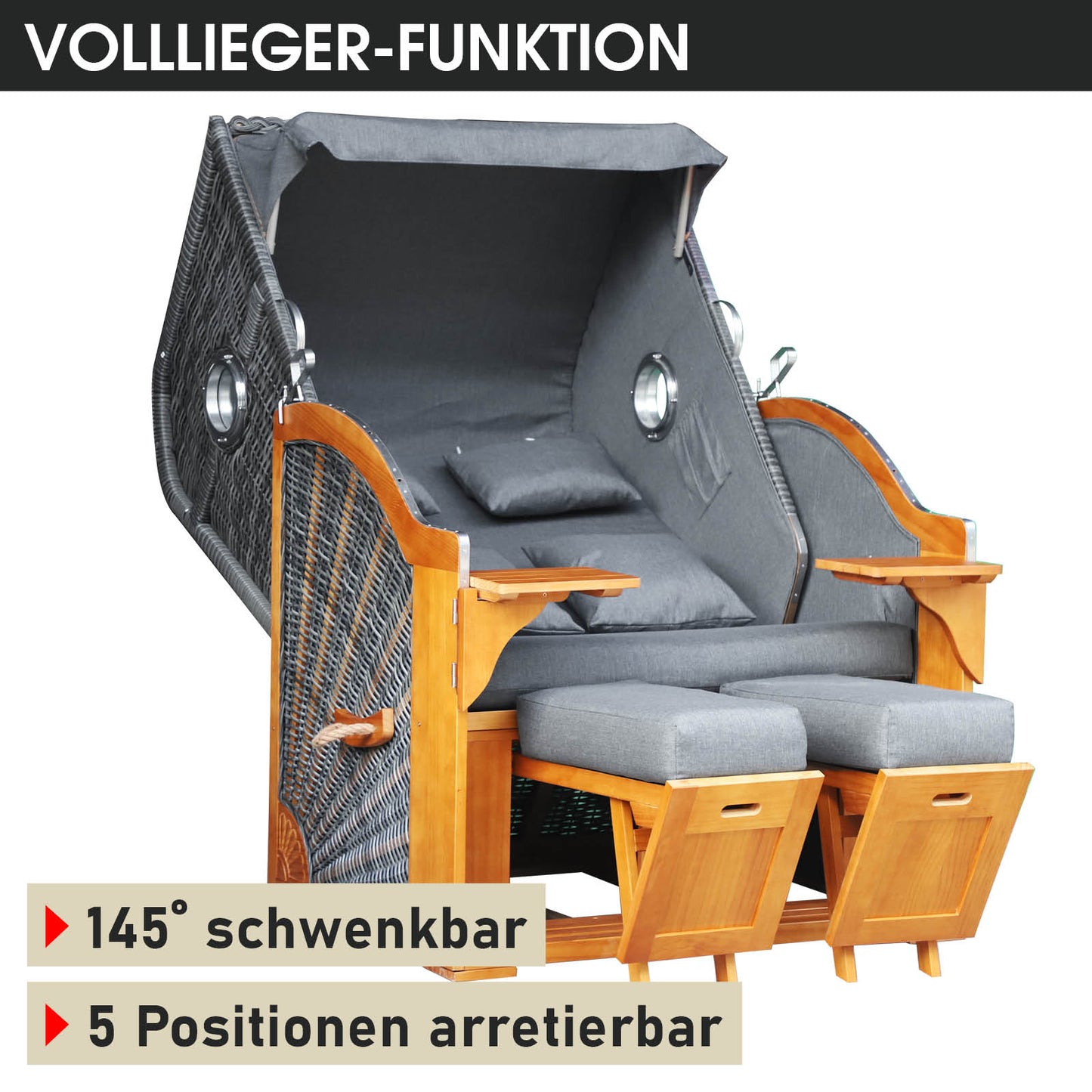 Strandkorb OCEAN VIEW Prestige grau