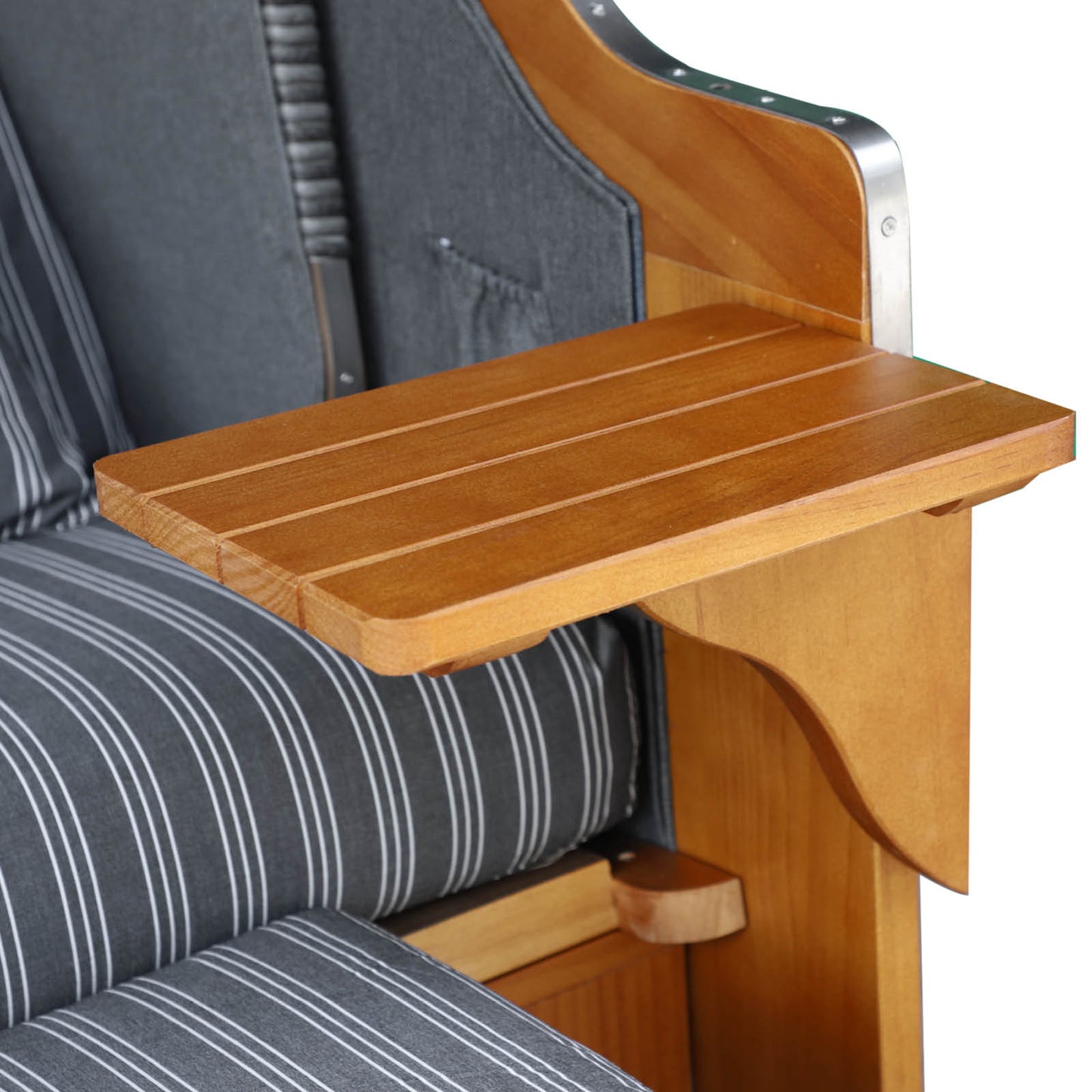 Strandkorb OCEAN VIEW Prestige anthrazit / weiß gestreift