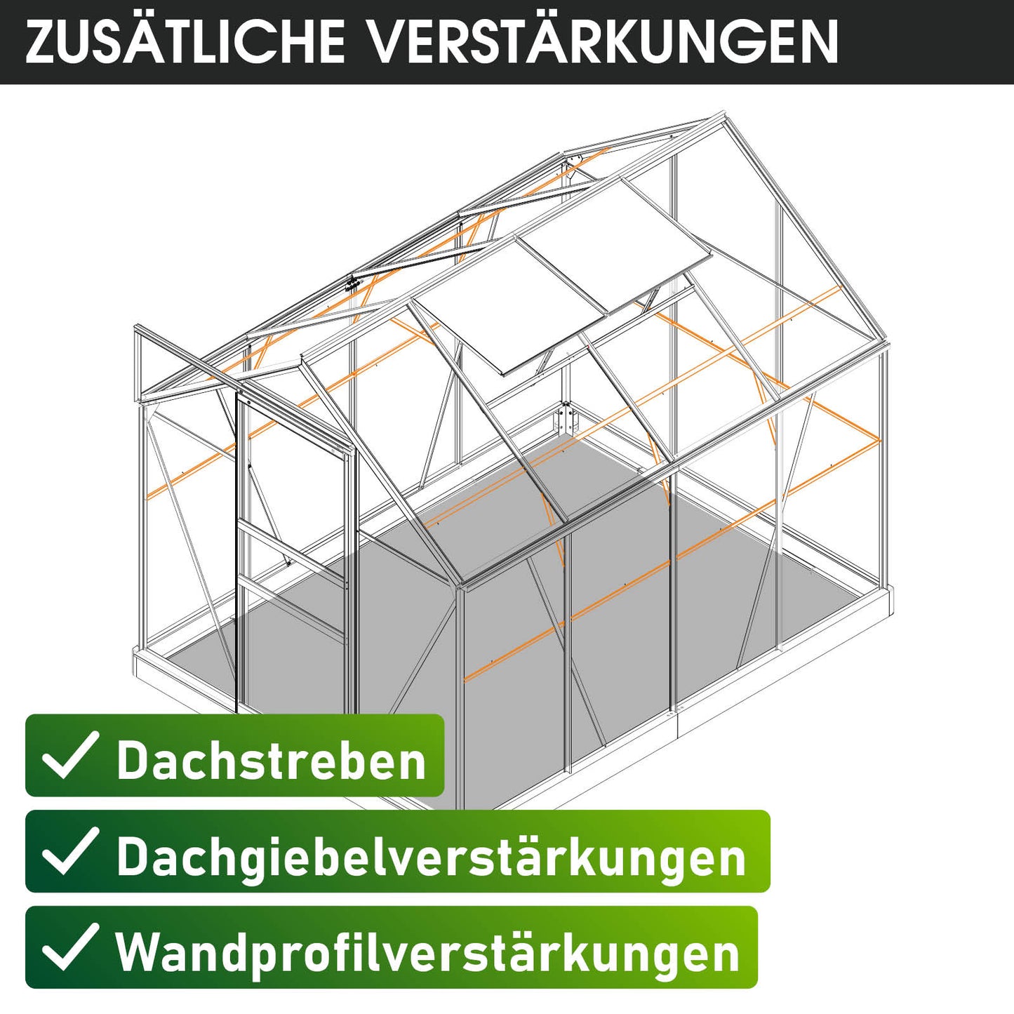 Aluminium Gewächshaus 250x190x195 anthrazit