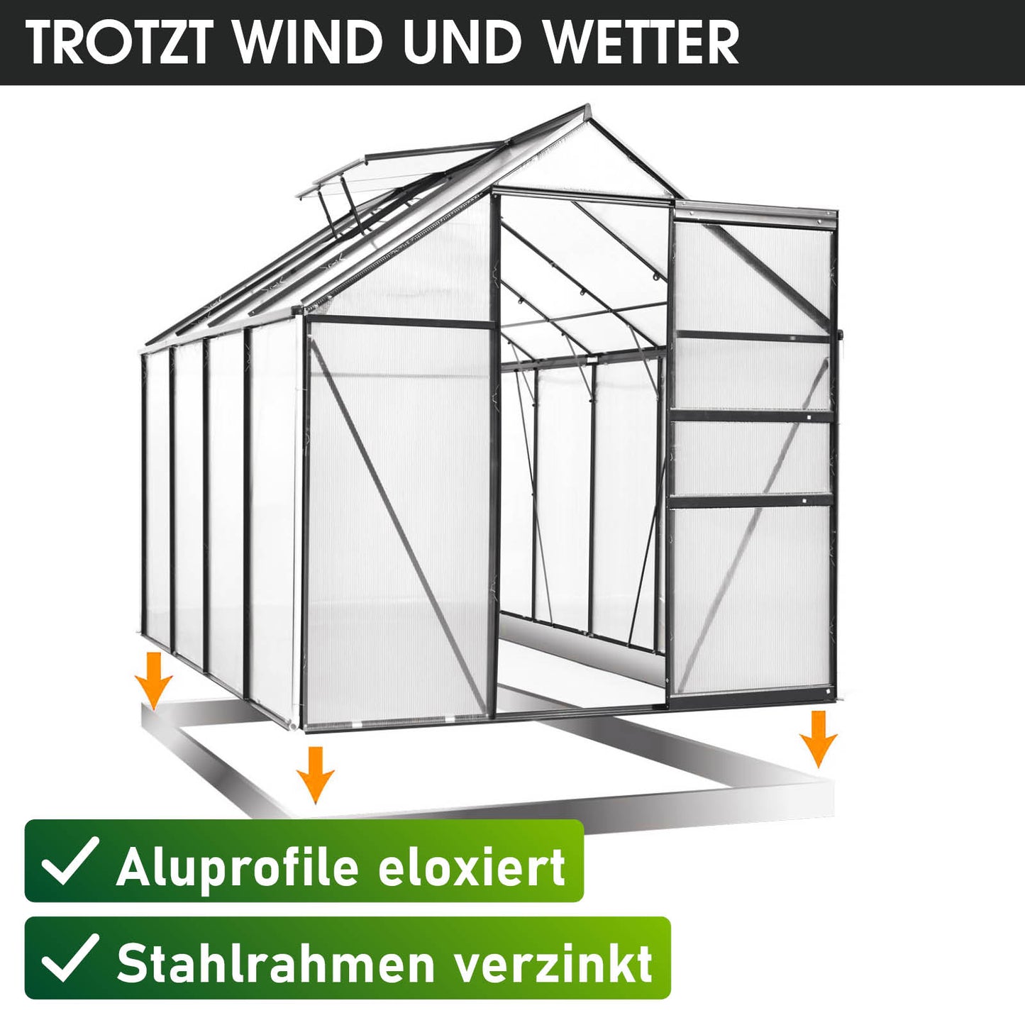 Aluminium Gewächshaus 250x190x195 anthrazit