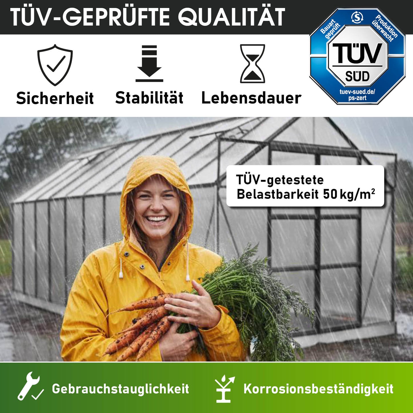 Aluminium Gewächshaus 250x190x195 anthrazit