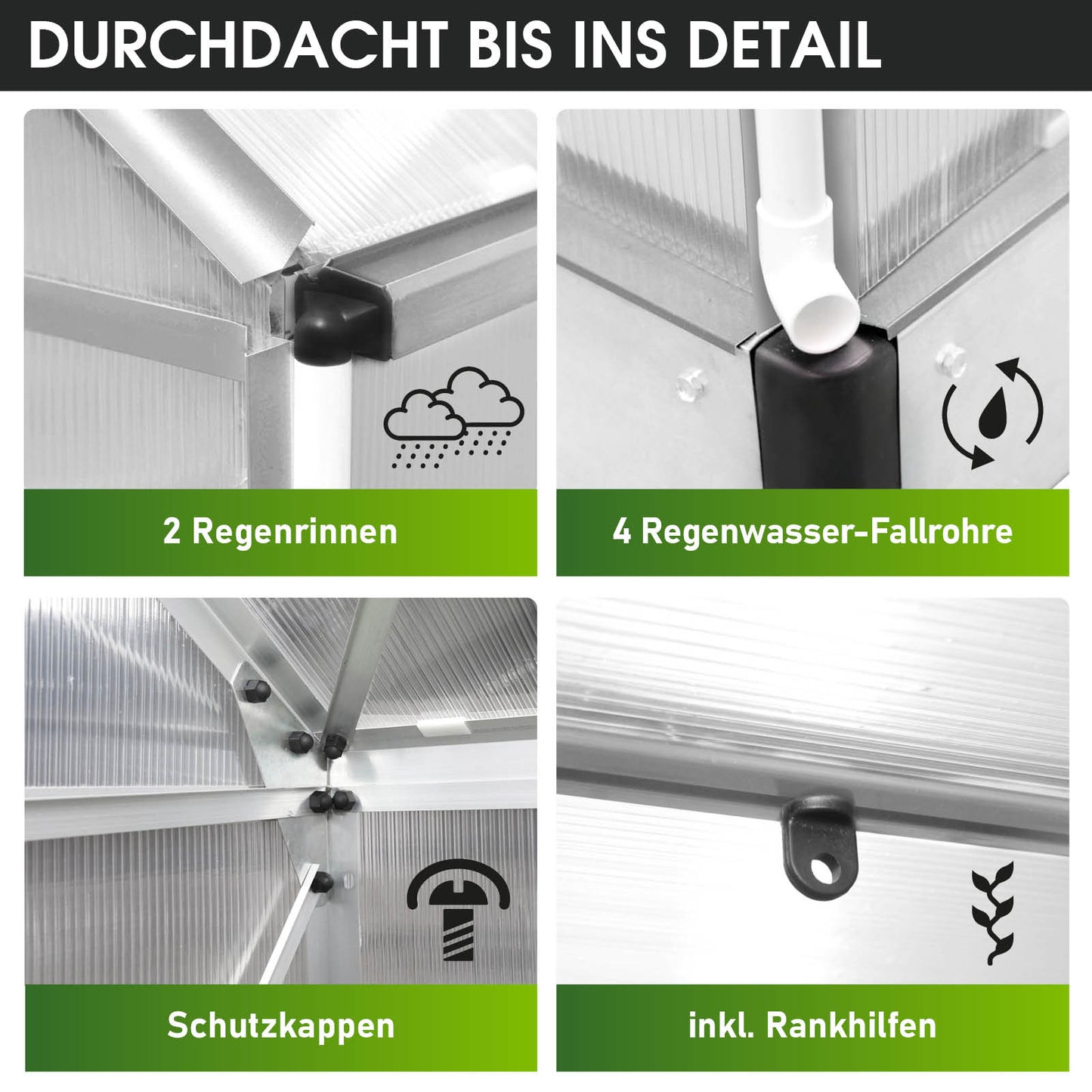 Aluminium Gewächshaus 250x190x195