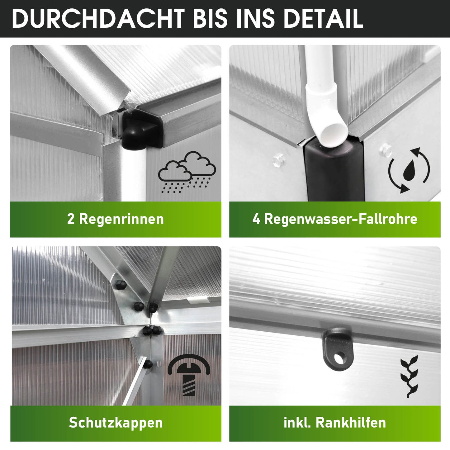 Aluminium Gewächshaus 430x250x205