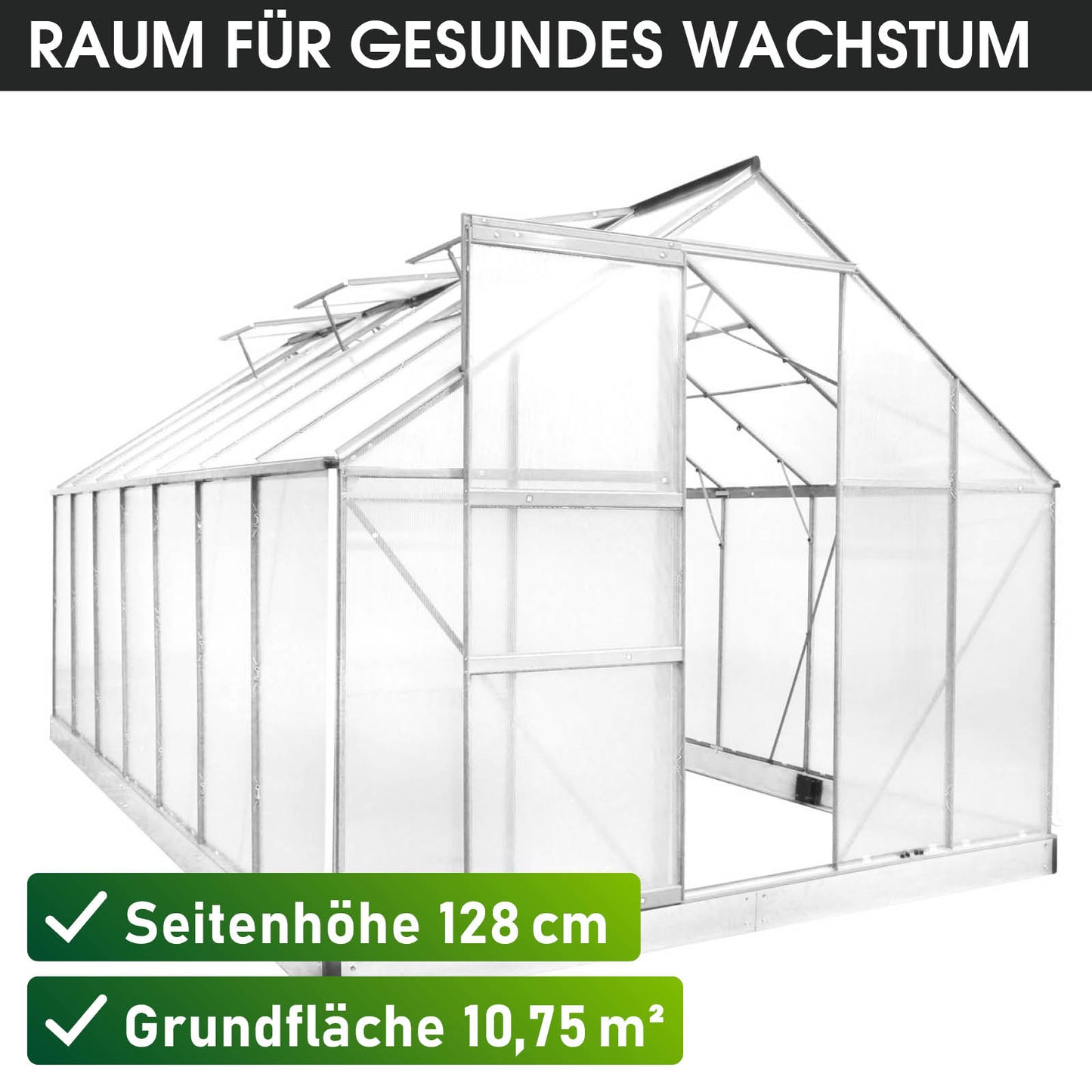 Aluminium Gewächshaus 430x250x205