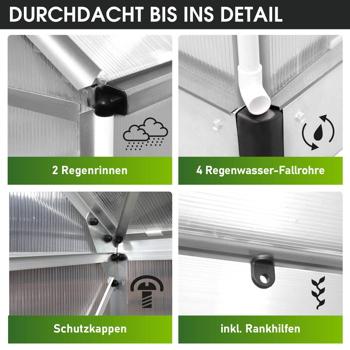 Aluminium Gewächshaus 380x250x205