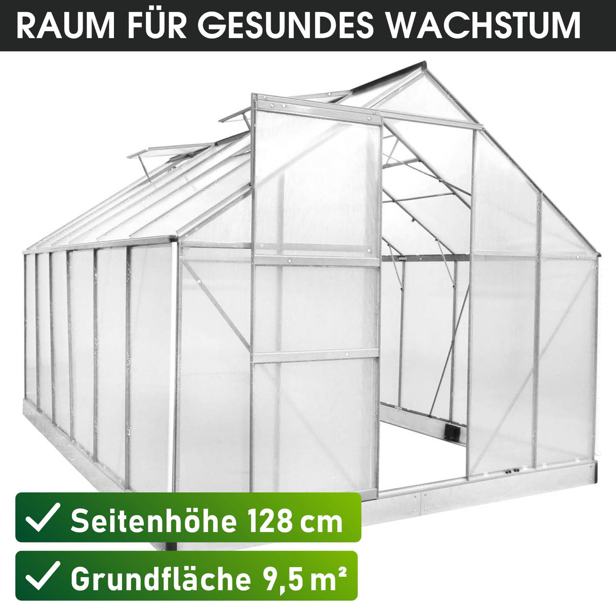 Aluminium Gewächshaus 380x250x205