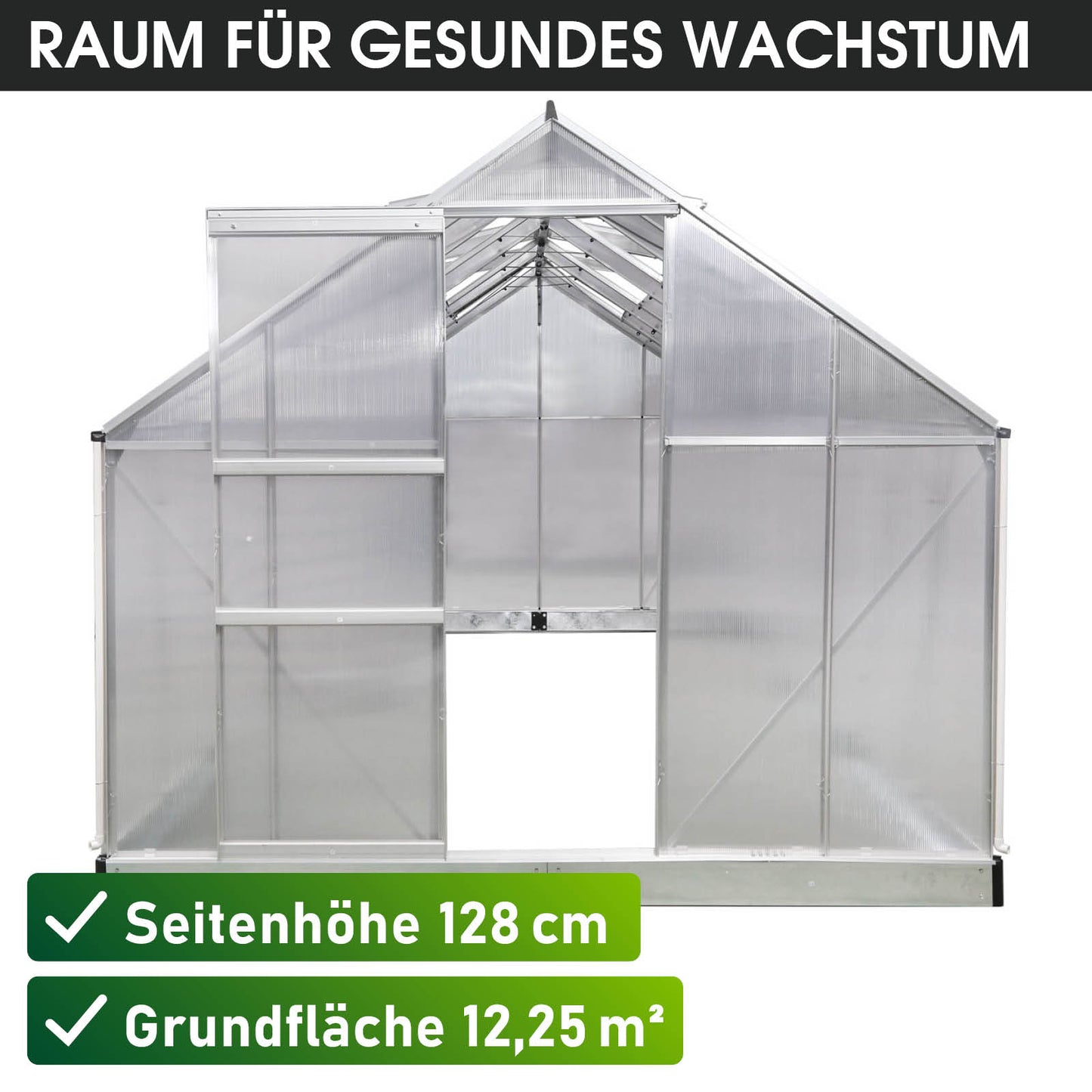 Aluminium Gewächshaus 490x250x205