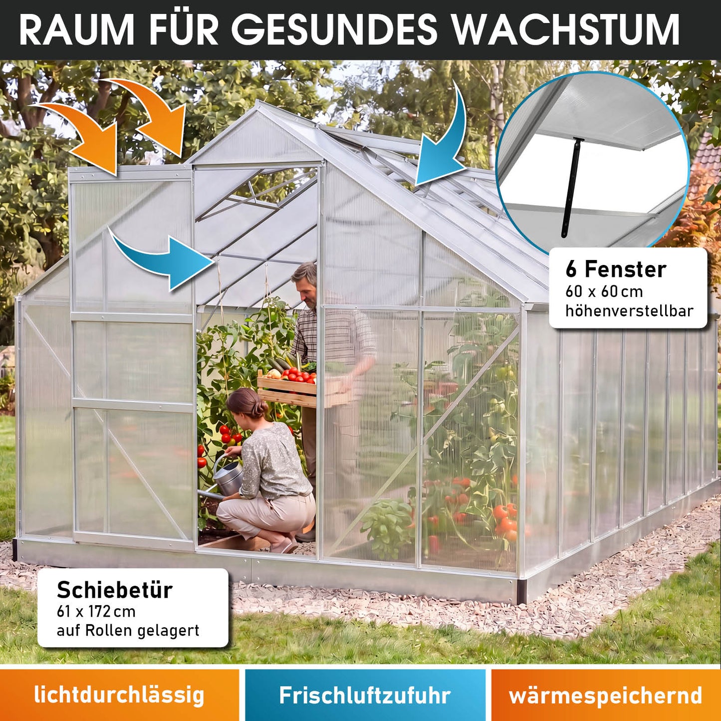 Aluminium Gewächshaus 490x250x205