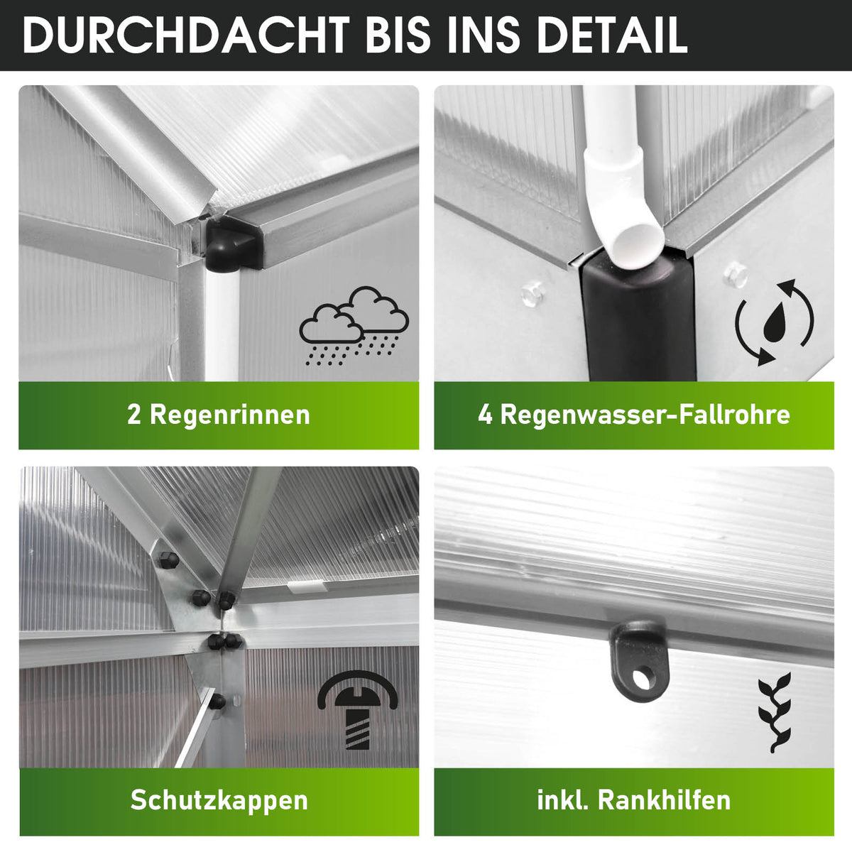 Aluminium Gewächshaus 310x250x205