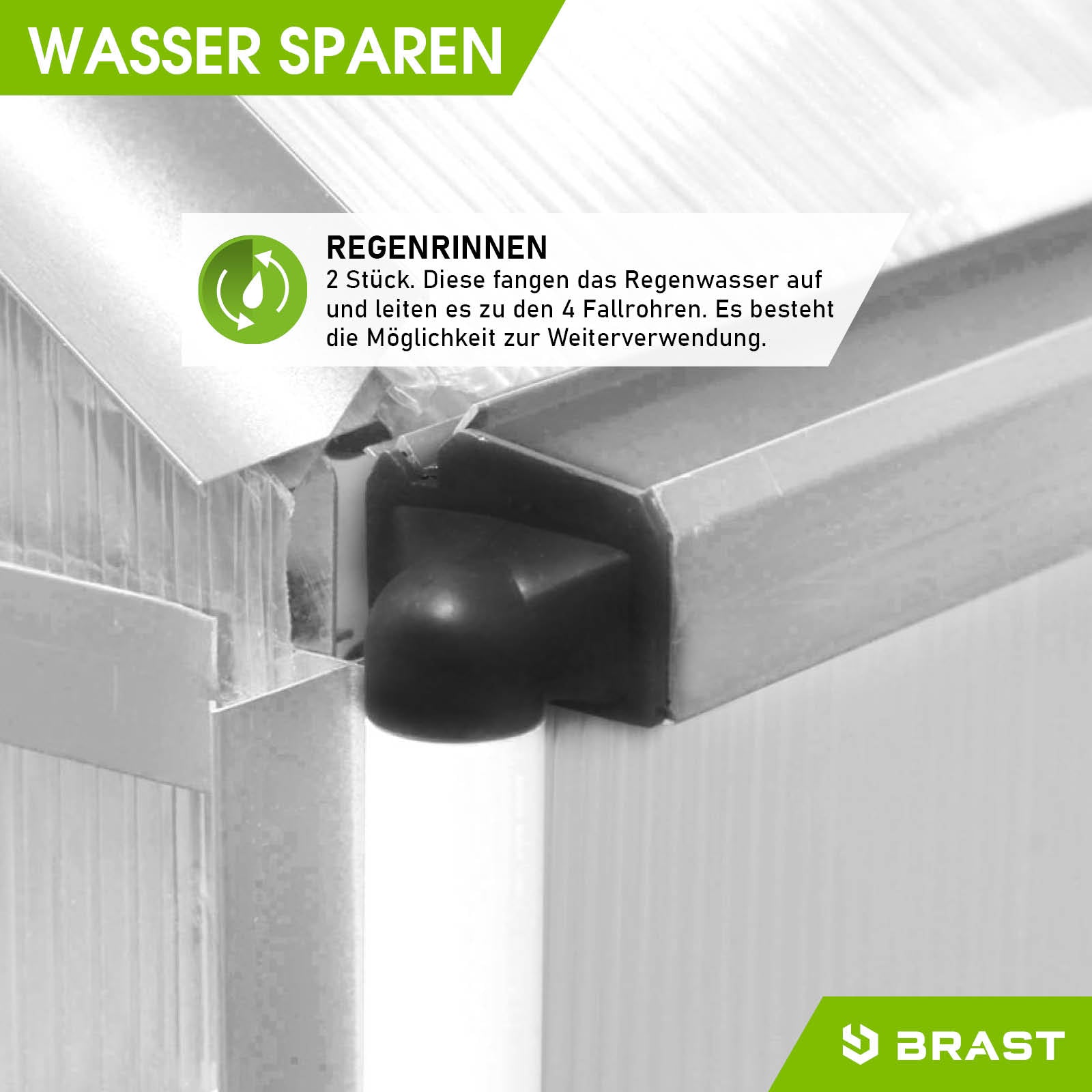 Aluminium Gewächshaus Treibhaus mit Regenrinne, begehbar, windsicher, mit Fundament für Garten.