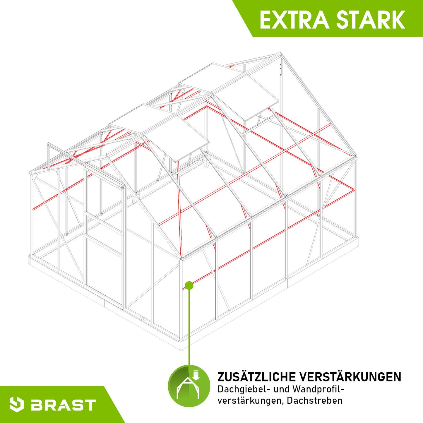 Aluminium Gewächshaus Treibhaus 310x250x205 mit Fundament und zusätzlichen Verstärkungen, begehbares Gewächshaus für Garten, .