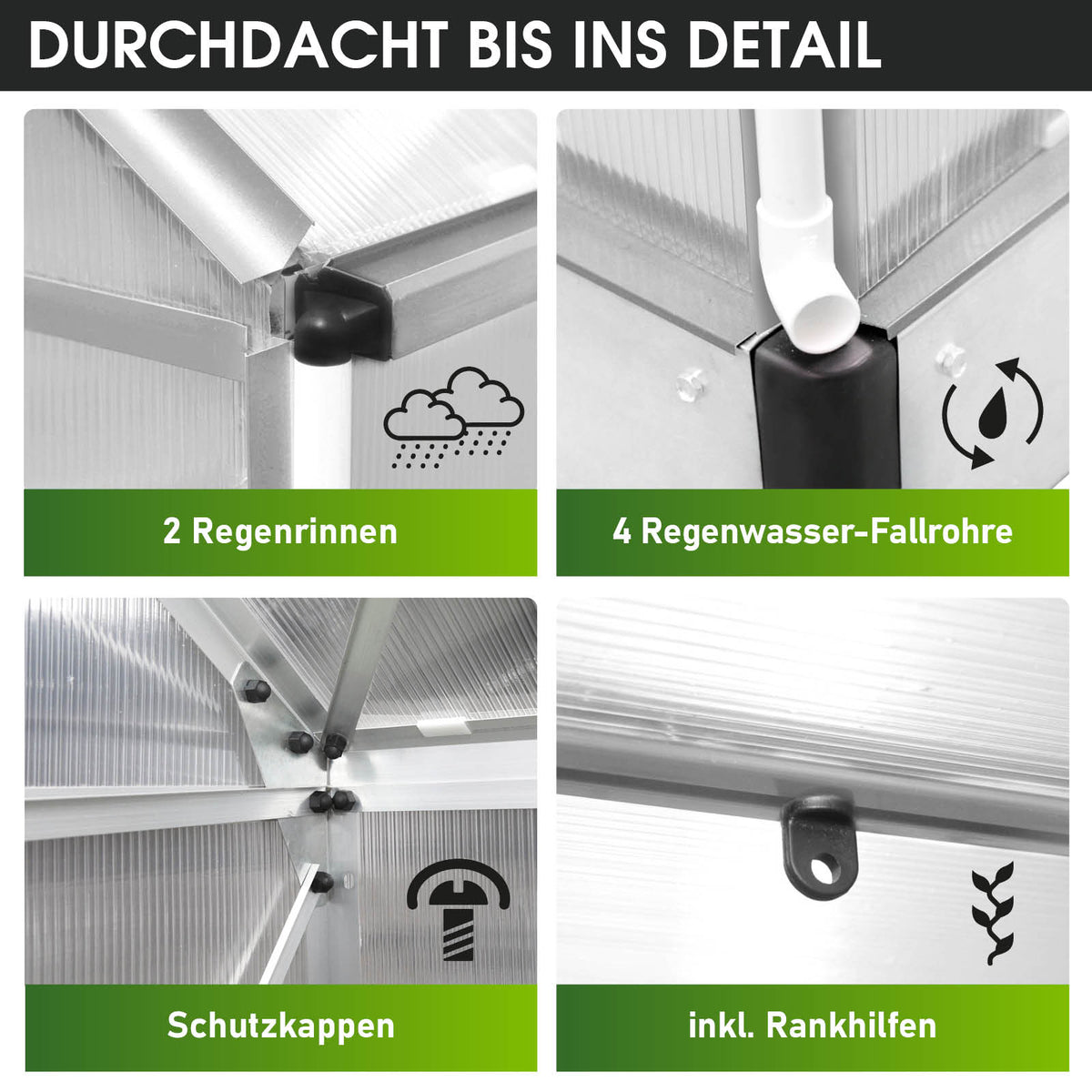 Aluminium Gewächshaus 430x250x235