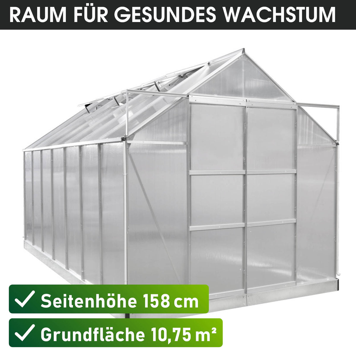 Aluminium Gewächshaus 430x250x235