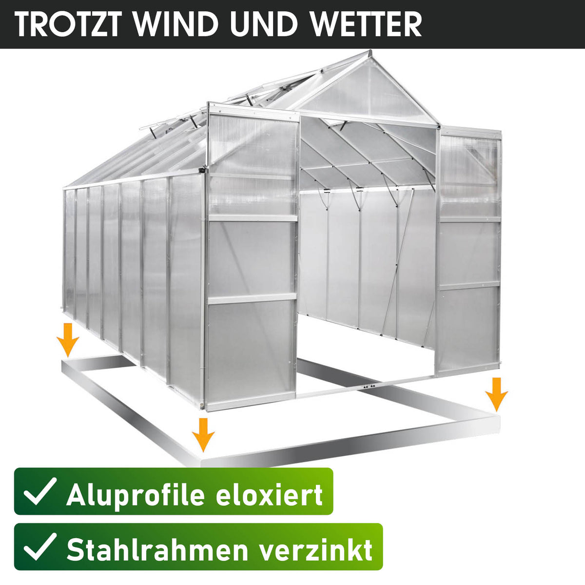 Aluminium Gewächshaus 430x250x235