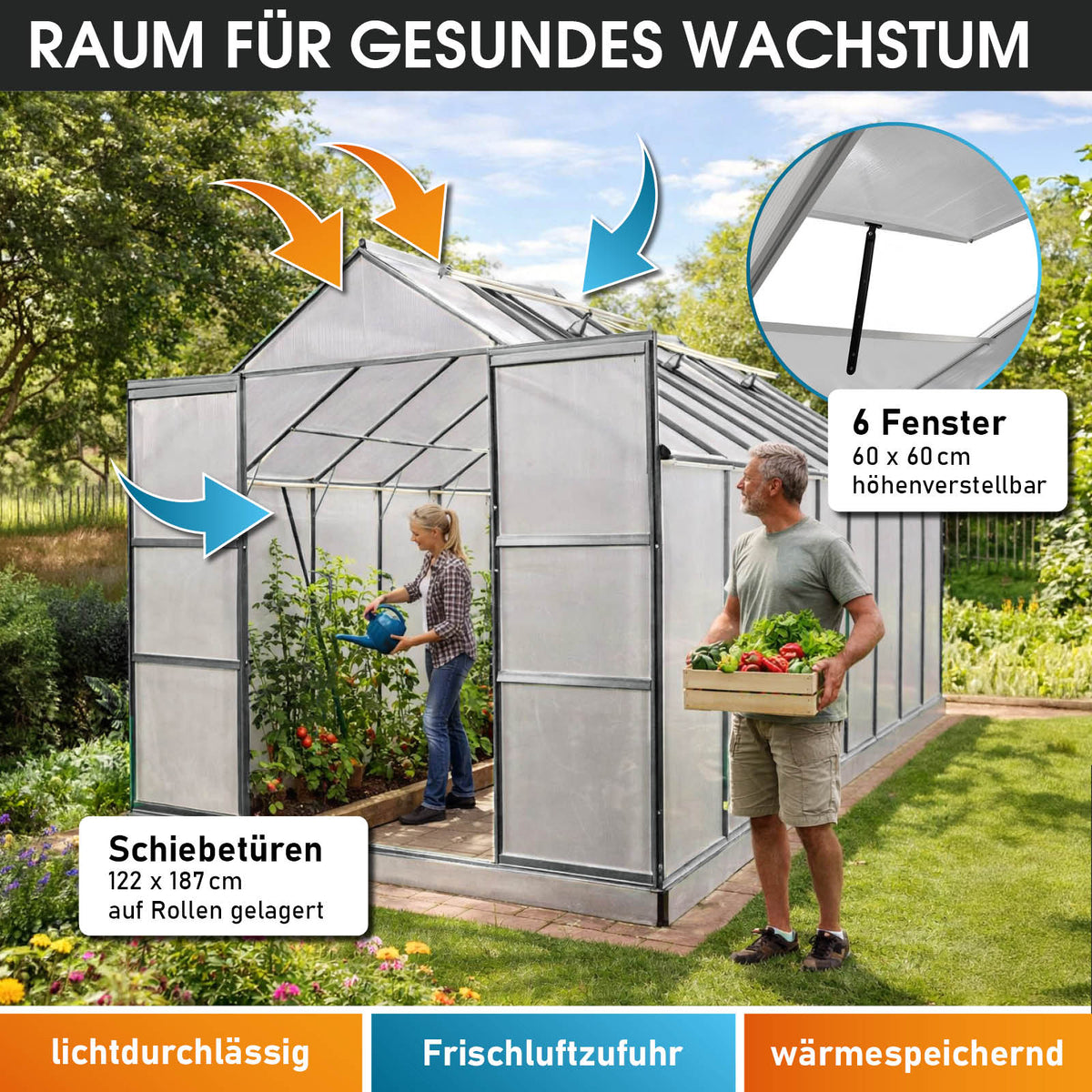 Aluminium Gewächshaus 430x250x235