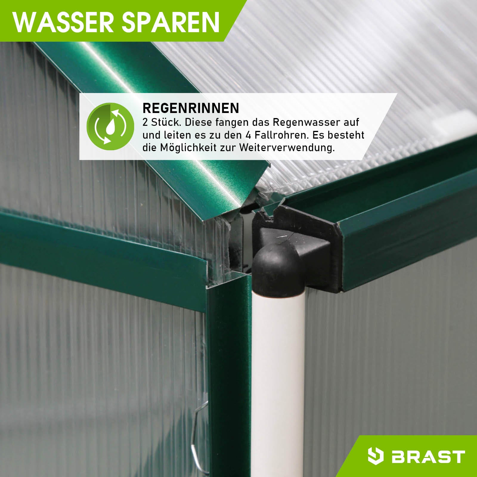 Grünes Aluminium Gewächshaus Treibhaus mit stabilem Fundament und begehbarer Konstruktion für Garten, windsicher.