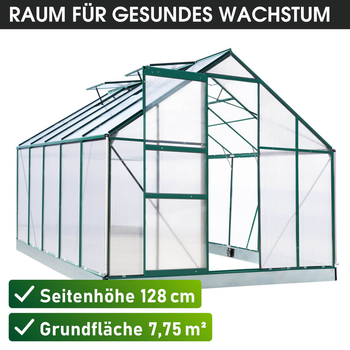 Aluminium Gewächshaus 310x250x205 grün