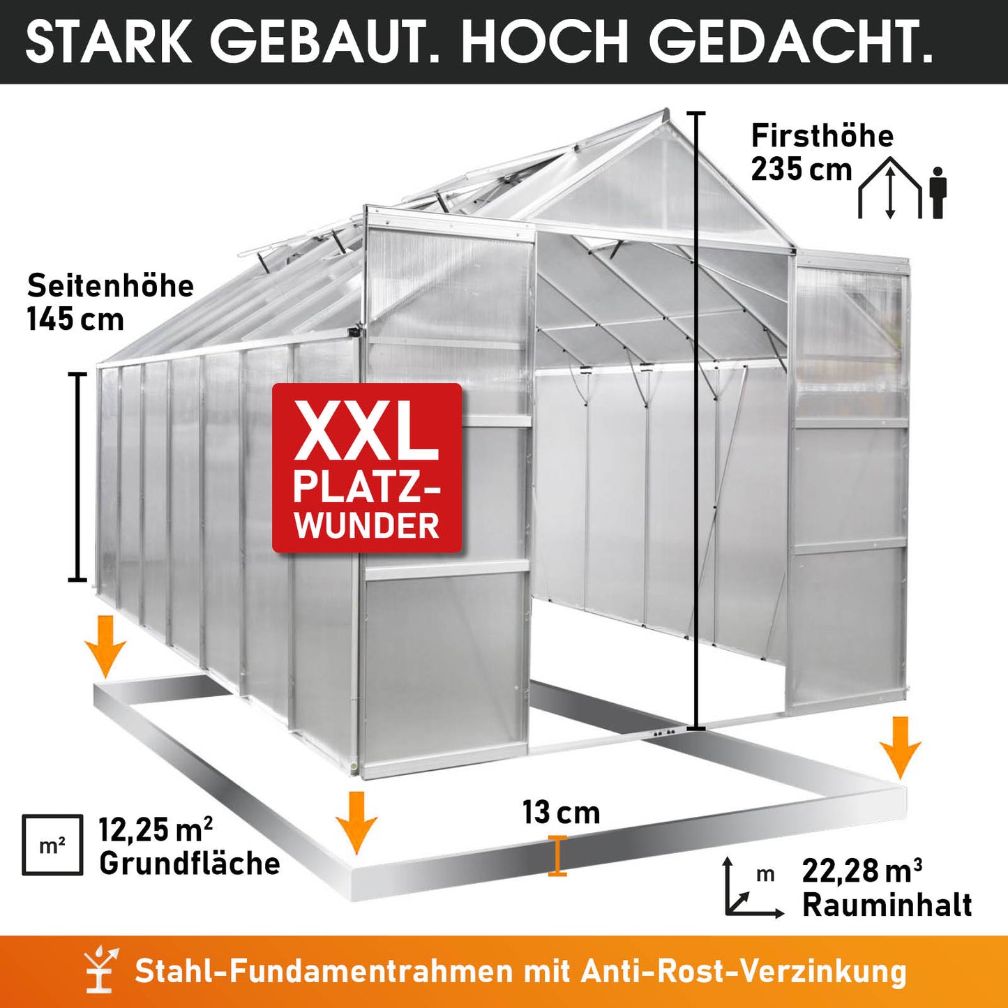 Aluminium-Gewächshaus 490x250x235