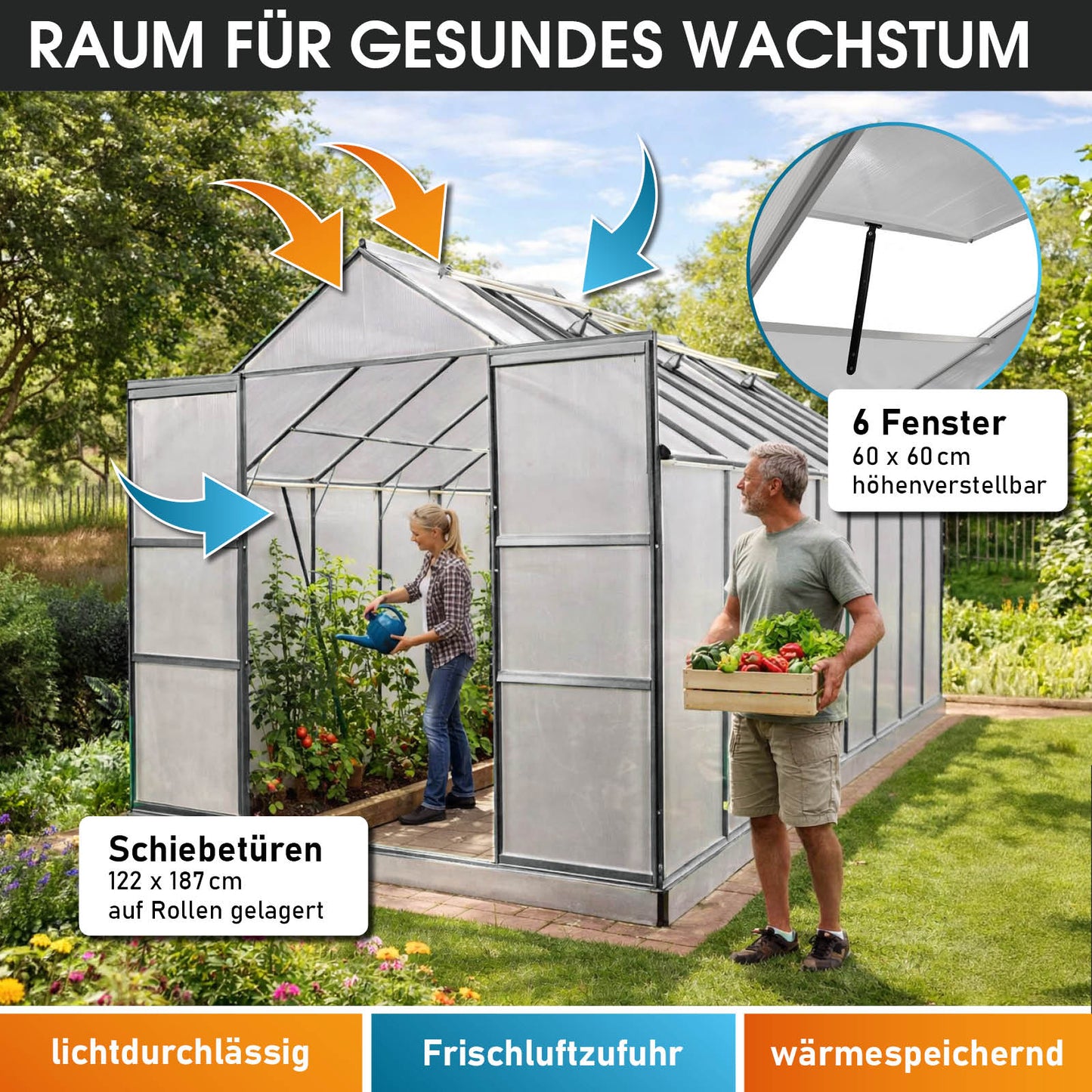 Aluminium-Gewächshaus 490x250x235