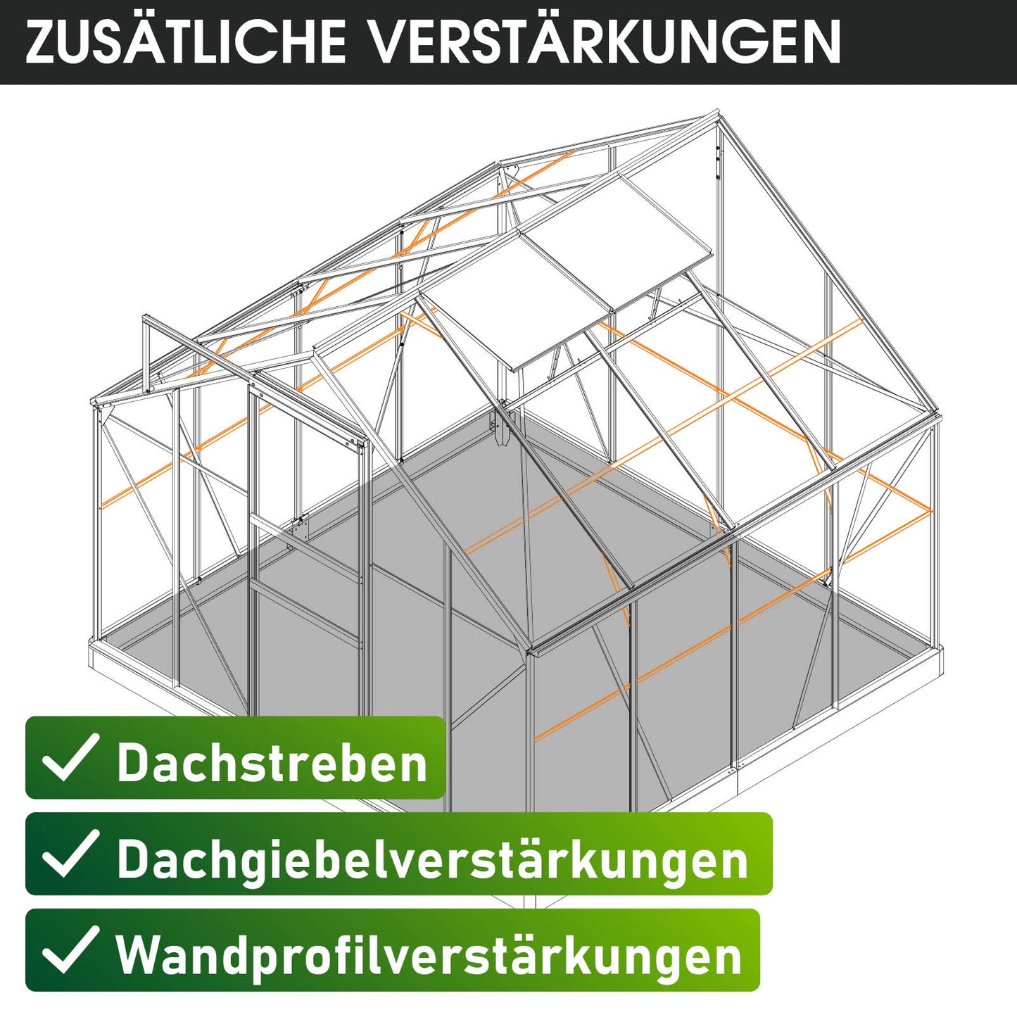 Aluminium-Gewächshaus 250x250x205