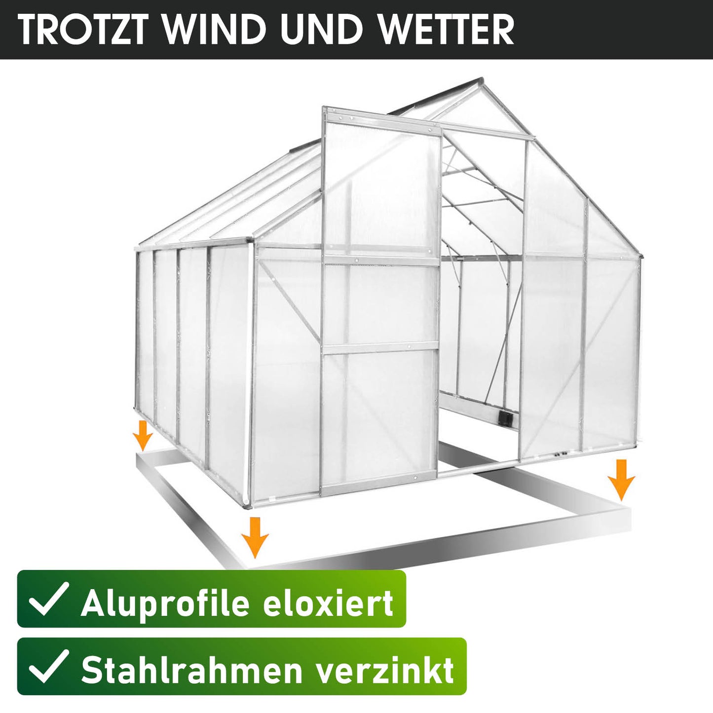 Aluminium-Gewächshaus 250x250x205
