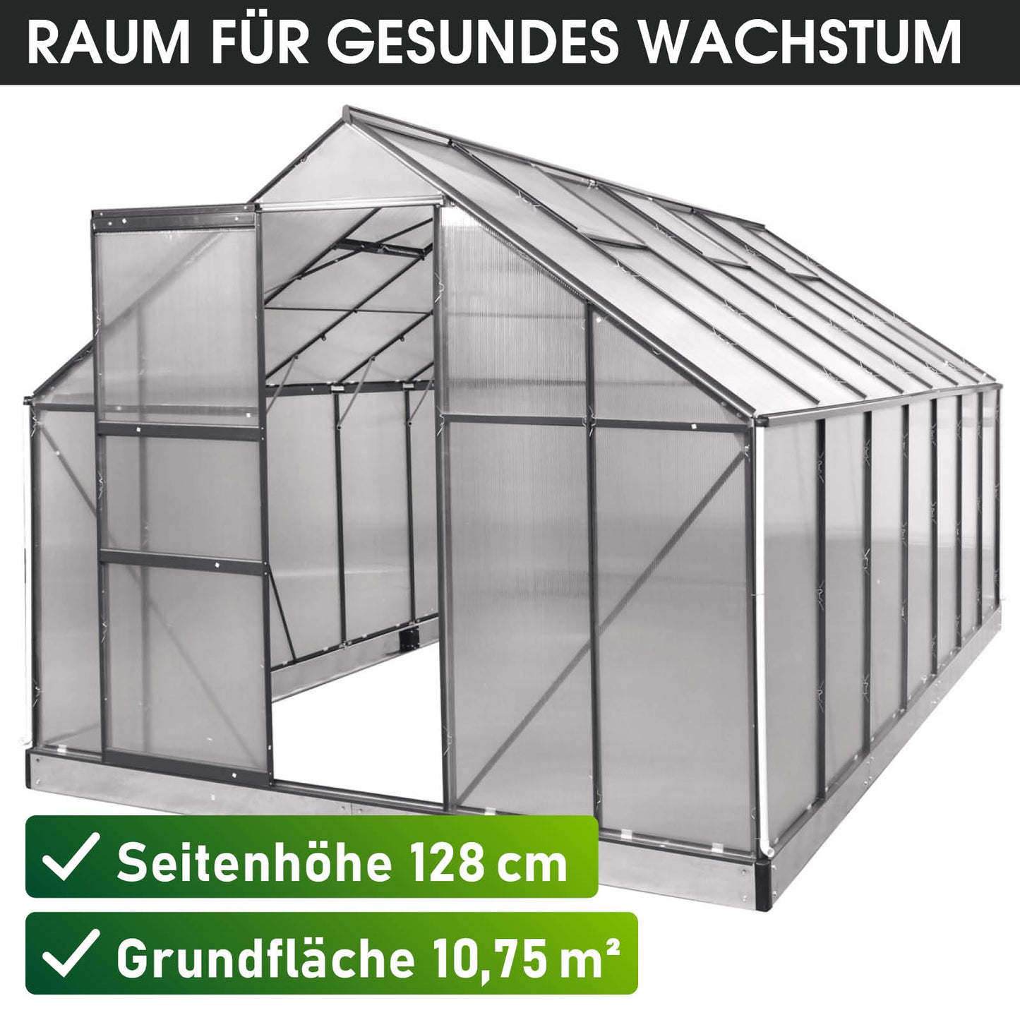 Aluminium-Gewächshaus 430x250x205 grau
