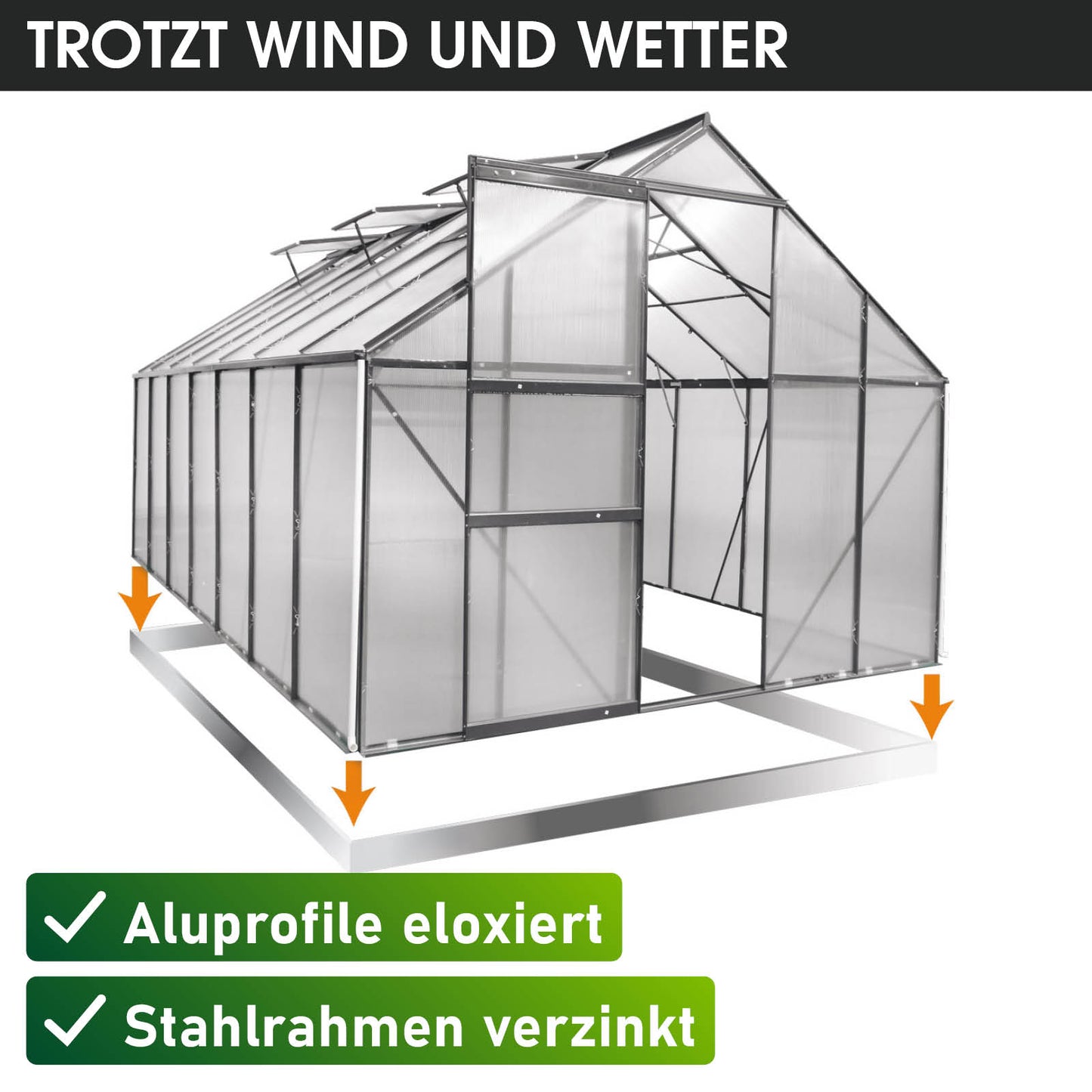 Aluminium-Gewächshaus 430x250x205 grau