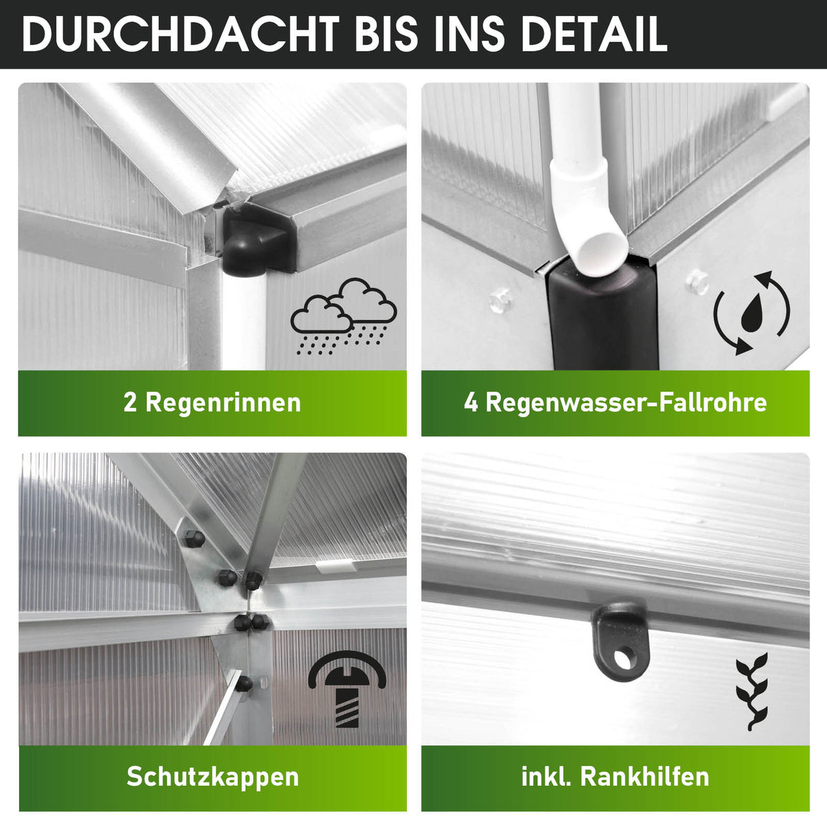 Aluminium-Gewächshaus 380x250x235